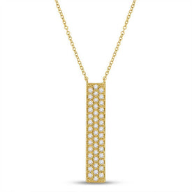 Radiant Brilliance: 10kt Yellow Gold Womens Diamond Bar Necklace - Top View