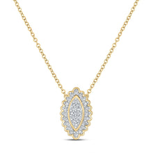Load image into Gallery viewer, Captivating Brilliance: 10kt Yellow Gold Diamond Vertical Oval Necklace - Top View