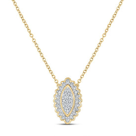 Captivating Brilliance: 10kt Yellow Gold Diamond Vertical Oval Necklace - Top View