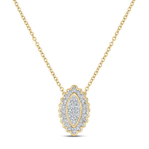 Diamond Pendant Necklace | 10kt Yellow Gold Womens Round Diamond Vertical Oval Necklace 1/5 Cttw | Splendid Jewellery GND