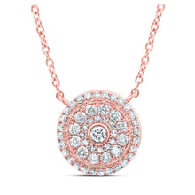 Load image into Gallery viewer, Radiant Rose Gold Diamond Cluster Pendant Necklace - Top View