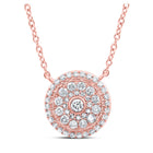 Radiant Rose Gold Diamond Cluster Pendant Necklace - Top View
