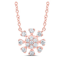 Load image into Gallery viewer, Enchanting Rose Gold Diamond Cluster Necklace - Top View