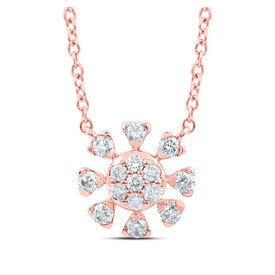 Enchanting Rose Gold Diamond Cluster Necklace - Top View