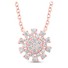 Radiant Rose Gold Diamond Cluster Necklace - Top View