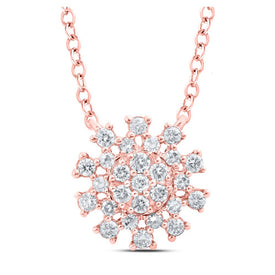 Radiant Rose Gold Diamond Cluster Necklace - Top View