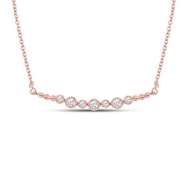 Radiant Rose Gold Diamond Bar Necklace: A Dazzling Masterpiece of Elegance - Top View