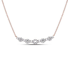 Load image into Gallery viewer, 14kt Rose Gold Sparkling Circle Diamond Bar Necklace - Top View