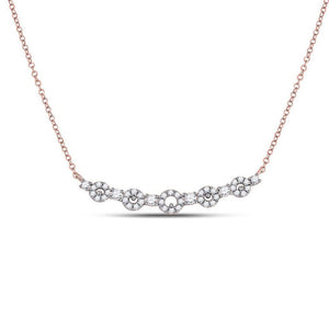 Diamond Pendant Necklace | 14kt Rose Gold Womens Round Diamond Circle Bar Necklace 1/3 Cttw | Splendid Jewellery GND
