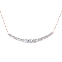 Load image into Gallery viewer, Captivating Rose Gold Diamond Cluster Bar Necklace - Top View