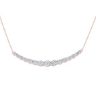 Captivating Rose Gold Diamond Cluster Bar Necklace - Top View