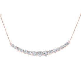 Captivating Rose Gold Diamond Cluster Bar Necklace - Top View