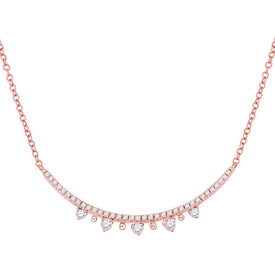 Radiant Rose Gold Diamond Bar Necklace: A Timeless Symbol of Elegance and Love - Top View