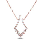 Radiant Romance: 14kt Rose Gold Diamond Pendant Necklace - Top View