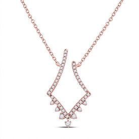 Radiant Romance: 14kt Rose Gold Diamond Pendant Necklace - Top View