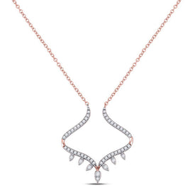 Radiant Rose Gold Diamond Pendant Necklace - Captivating Elegance in 14kt Rose Gold with Sparkling Diamonds - Alternate view 1 from Splendid Jewellery