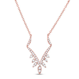 Radiant Love: 14kt Rose Gold Diamond Pendant Necklace - Top View
