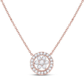 Floral Elegance Diamond Pendant Necklace - Top View