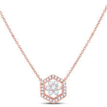 Load image into Gallery viewer, 14kt Rose Gold Geometric Cluster Diamond Pendant Necklace - Timeless Elegance and Dazzling Brilliance - Top View