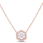 14kt Rose Gold Geometric Cluster Diamond Pendant Necklace - Timeless Elegance and Dazzling Brilliance - Top View