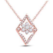 Load image into Gallery viewer, Radiant Rose Gold Diamond Cluster Pendant Necklace - Top View