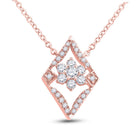 Radiant Rose Gold Diamond Cluster Pendant Necklace - Top View