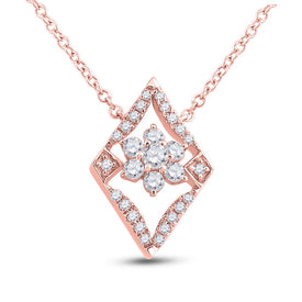 Radiant Rose Gold Diamond Cluster Pendant Necklace - Top View