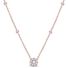 Enchanting Rose Gold Diamond Halo Solitaire Necklace - Top View