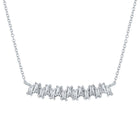 14kt White Gold Baguette Diamond Curved Bar Necklace: A Radiant Symphony of Elegance and Sparkle - Top View
