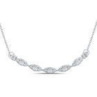 14kt White Gold Baguette and Round Diamond Pendant Necklace - A Mesmerizing Masterpiece of Elegance and Brilliance - Top View