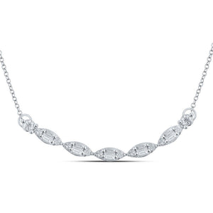 Diamond Pendant Necklace | 14kt White Gold Womens Baguette Diamond Fashion Necklace 1/2 Cttw | Splendid Jewellery GND