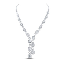 Load image into Gallery viewer, Radiant Brilliance: 14kt White Gold Baguette Diamond Fashion Necklace - Top View