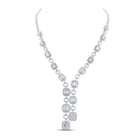Radiant Brilliance: 14kt White Gold Baguette Diamond Fashion Necklace - Top View
