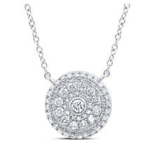 Load image into Gallery viewer, 14kt White Gold Mesmerizing Cluster Circle Diamond Pendant Necklace - Top View