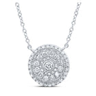 14kt White Gold Mesmerizing Cluster Circle Diamond Pendant Necklace - Top View