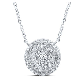 14kt White Gold Mesmerizing Cluster Circle Diamond Pendant Necklace - Top View