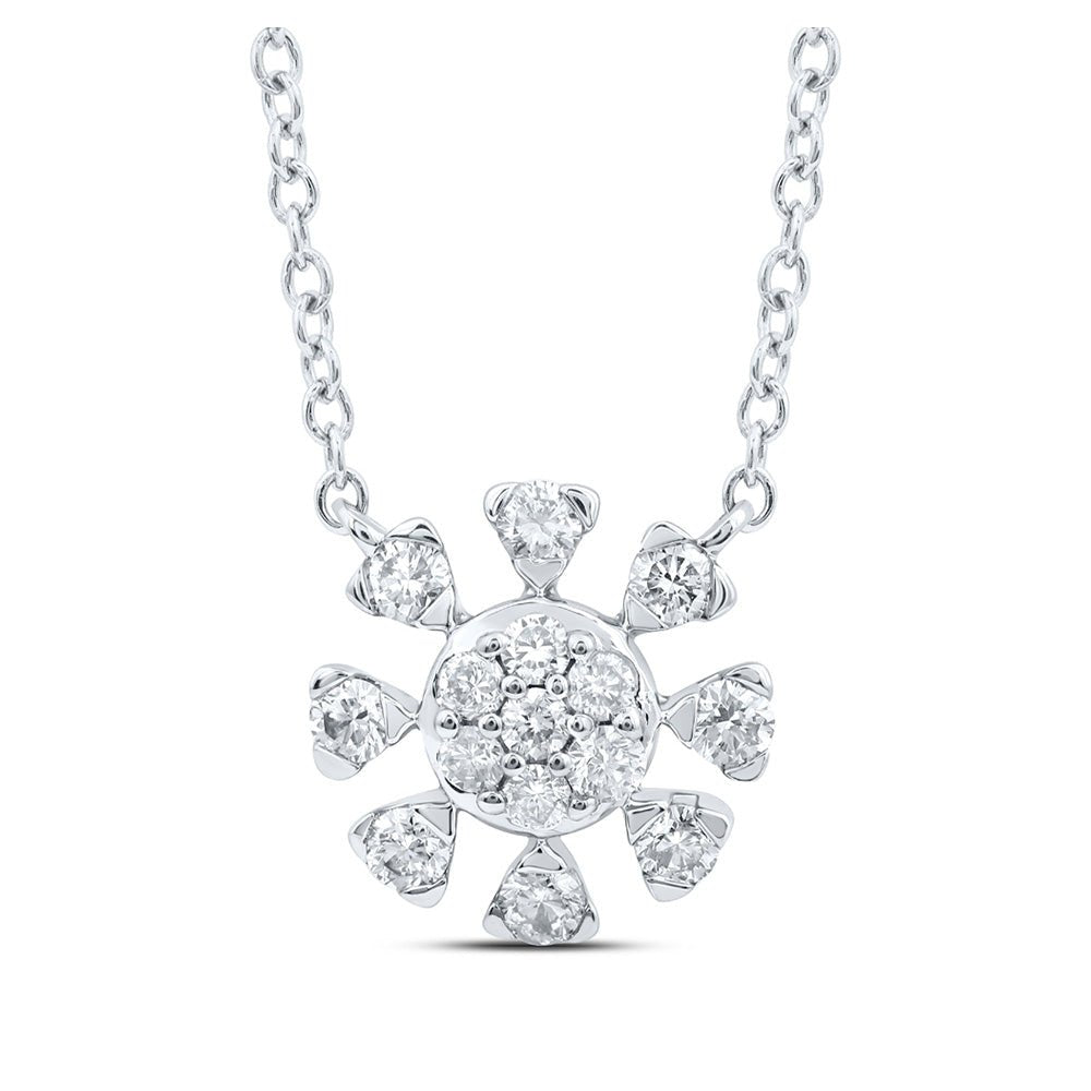 Diamond Pendant Necklace | 14kt White Gold Womens Round Diamond 18-inch Cluster Necklace 1/3 Cttw | Splendid Jewellery GND