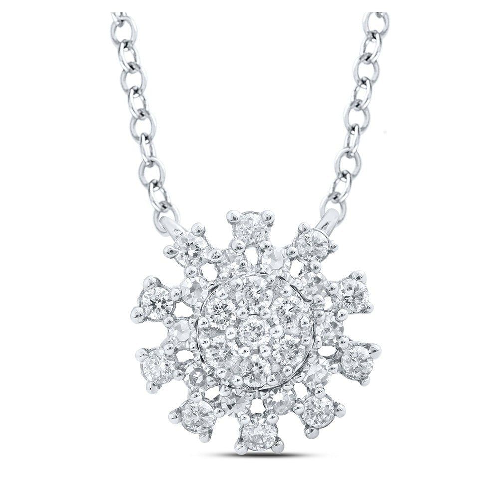 Diamond Pendant Necklace | 14kt White Gold Womens Round Diamond 18-inch Cluster Necklace 1/5 Cttw | Splendid Jewellery GND