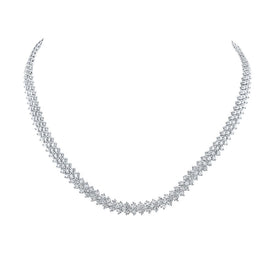 Radiant Brilliance: 14kt White Gold Round Diamond Pendant Necklace - 19-3/4 Cttw - Top View