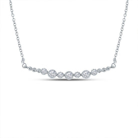 Radiant Brilliance: 14kt White Gold Diamond Bar Necklace - Top View