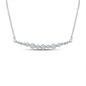 Diamond Pendant Necklace | 14kt White Gold Womens Round Diamond Bar Necklace 1/3 Cttw | Splendid Jewellery GND