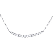 Load image into Gallery viewer, 14kt White Gold Diamond Curved Bar Necklace - Radiant Brilliance - Top View