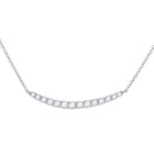 14kt White Gold Diamond Curved Bar Necklace - Radiant Brilliance - Top View
