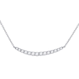 14kt White Gold Diamond Curved Bar Necklace - Radiant Brilliance - Top View