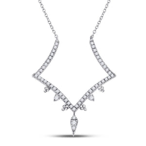 Diamond Pendant Necklace | 14kt White Gold Womens Round Diamond Fashion Necklace 1/4 Cttw | Splendid Jewellery GND