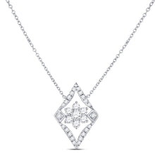 Load image into Gallery viewer, 14kt White Gold Geometric Cluster Diamond Pendant Necklace - Top View