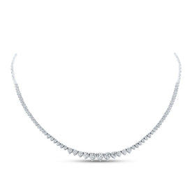 Radiant Brilliance: 14kt White Gold Diamond Cascade Necklace - Top View