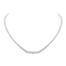 Load image into Gallery viewer, Radiant Reflections: 14kt White Gold Graduated Diamond Tennis Necklace - 5-3/4 Cttw - Top View