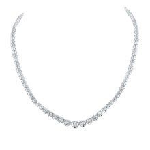 Load image into Gallery viewer, Radiant Elegance: 14kt White Gold Diamond Graduated Tennis Necklace - Top View
