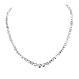Radiant Elegance: 14kt White Gold Diamond Graduated Tennis Necklace - Top View
